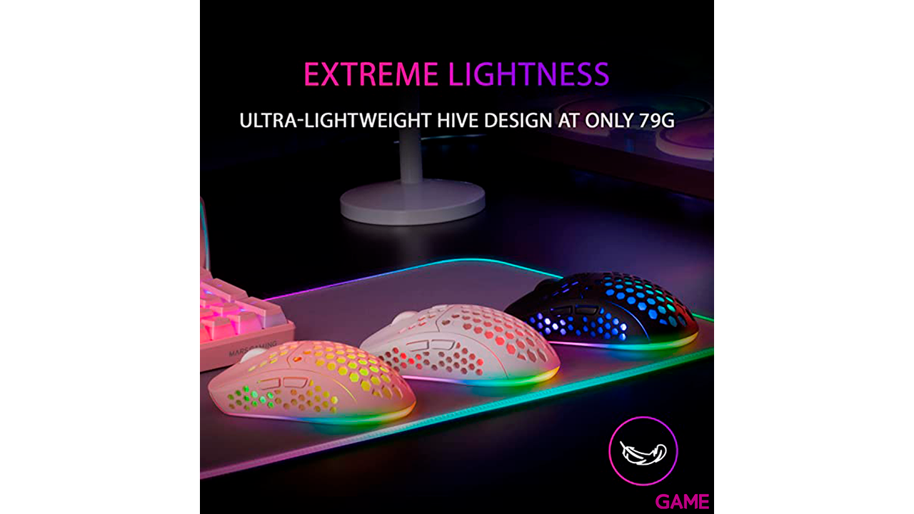 Mars Gaming MMW3P Inalambrico RGB Flow Ultraligero 3200DPI Rosa - Raton Gaming-1
