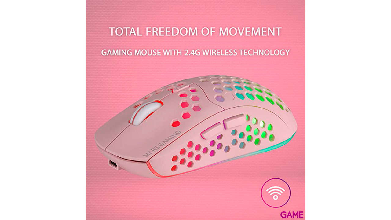 Mars Gaming MMW3P Inalambrico RGB Flow Ultraligero 3200DPI Rosa - Raton Gaming-2