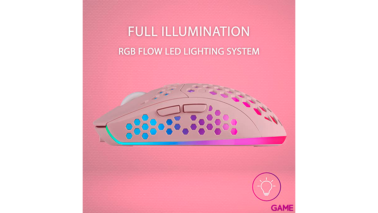 Mars Gaming MMW3P Inalambrico RGB Flow Ultraligero 3200DPI Rosa - Raton Gaming-3