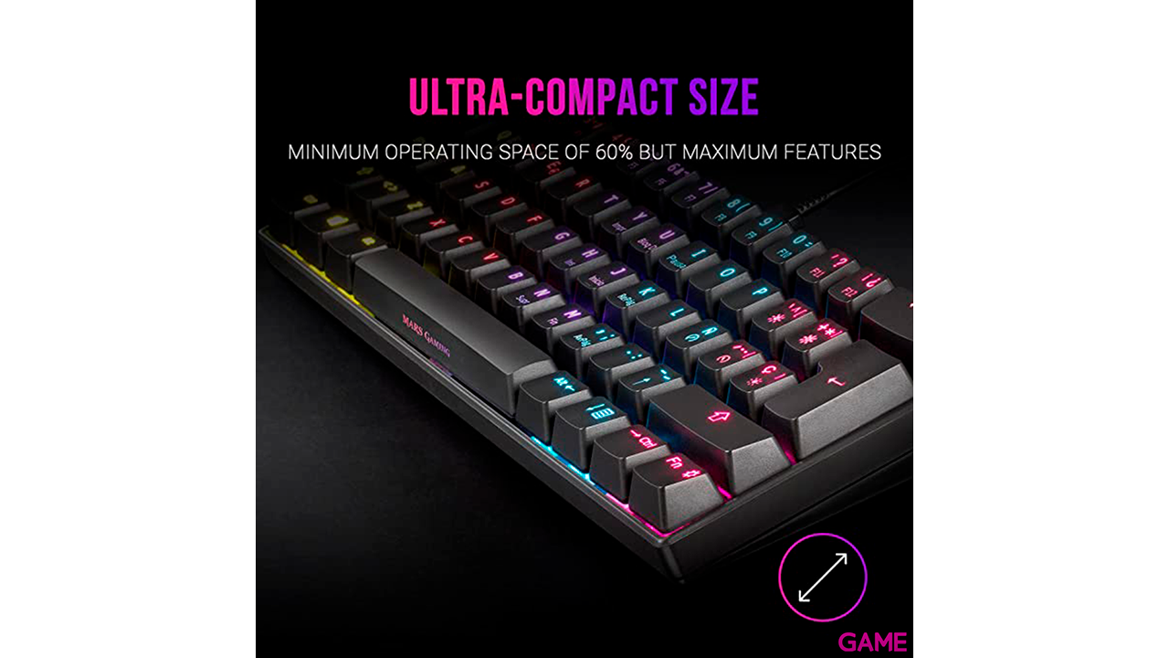 Mars Gaming MKMINIRES Mecánico Ultra-Compacto Full RGB Chroma Rojo Negro - Teclado Gaming-1