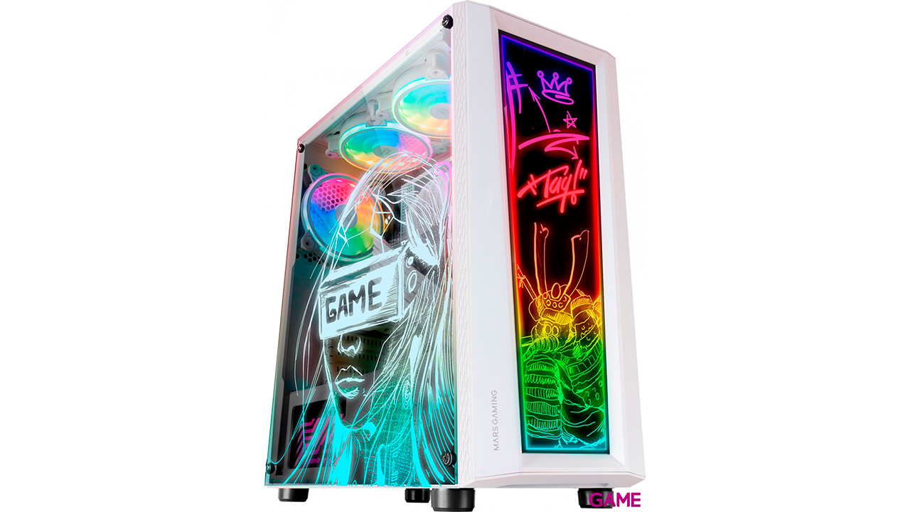 Mars Gaming MC-ART BlancoGaming ATX Doble Cristal Templado Dibujable ARGB - Caja Ordenador-1