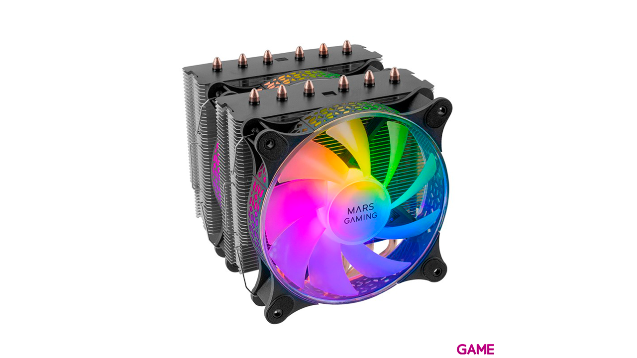 Mars Gaming MCPU-XT 2 Ventiladores ARGB PWM 12cm Negro - Disipador CPU-0