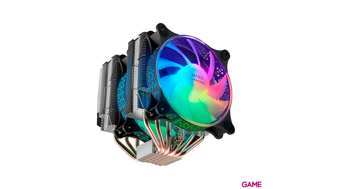 Mars Gaming MCPU-XT 2 Ventiladores ARGB PWM 12cm Negro - Disipador CPU-1
