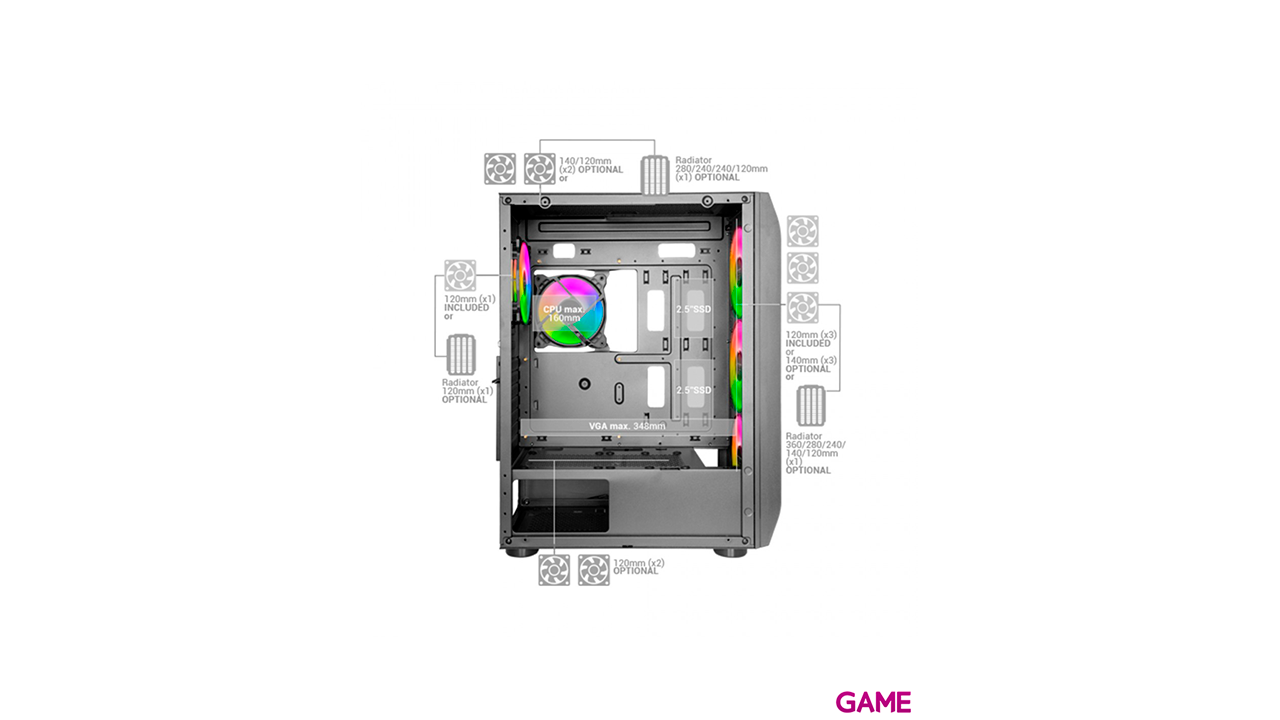 Mars Gaming MC-KX Gaming Premium Torre E-ATX Negro - Caja Ordenador-3