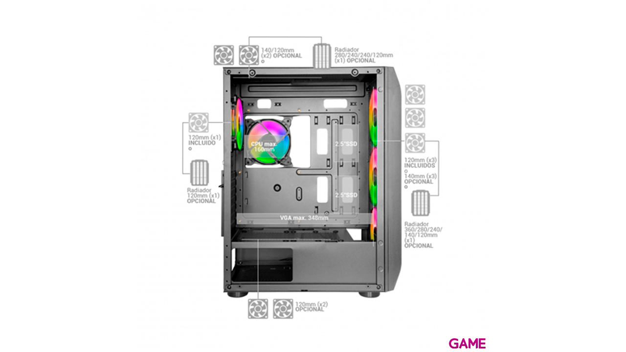 Mars Gaming MC-KX Gaming Premium Torre E-ATX Blanco - Caja Ordenador-3