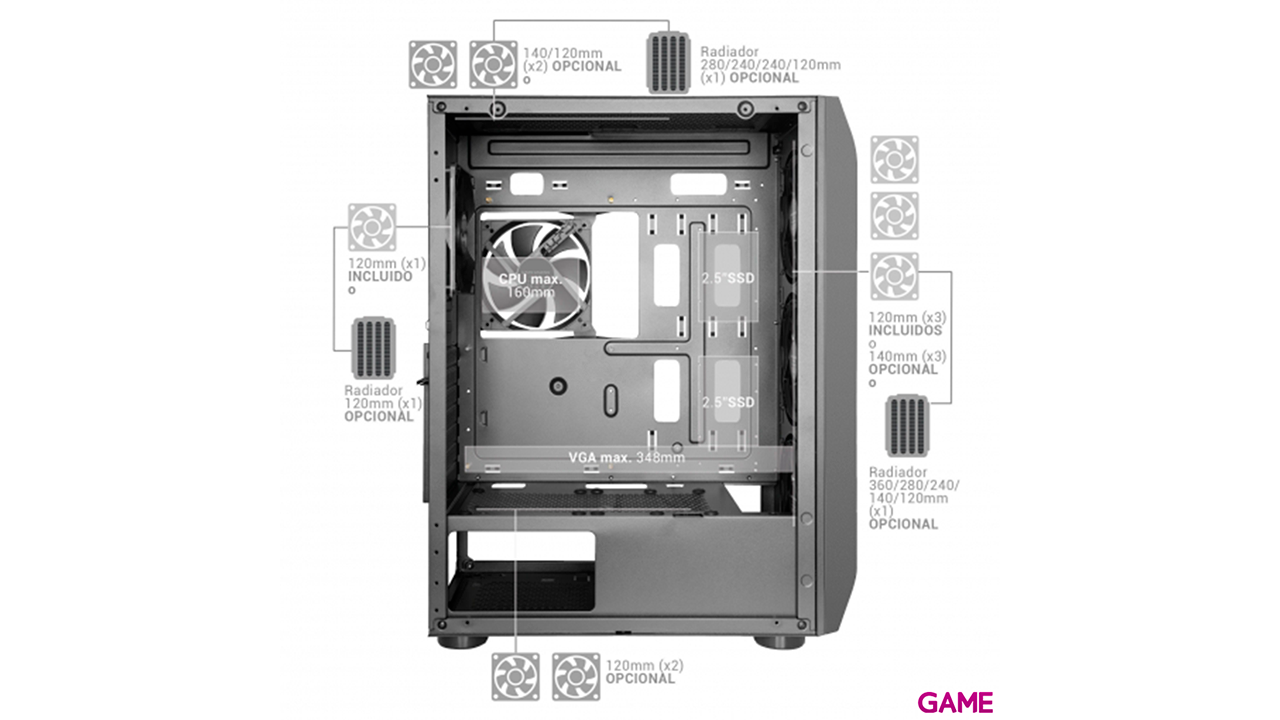 Mars Gaming MC-PRO2 Profesional Torre E-ATX Negro - Caja Ordenador-3