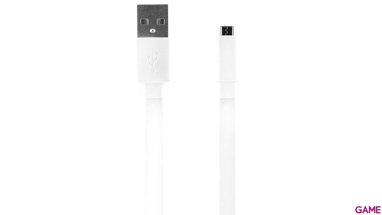 Cable plano de carga + sincro 1m Micro USB Blanco Big Ben-1