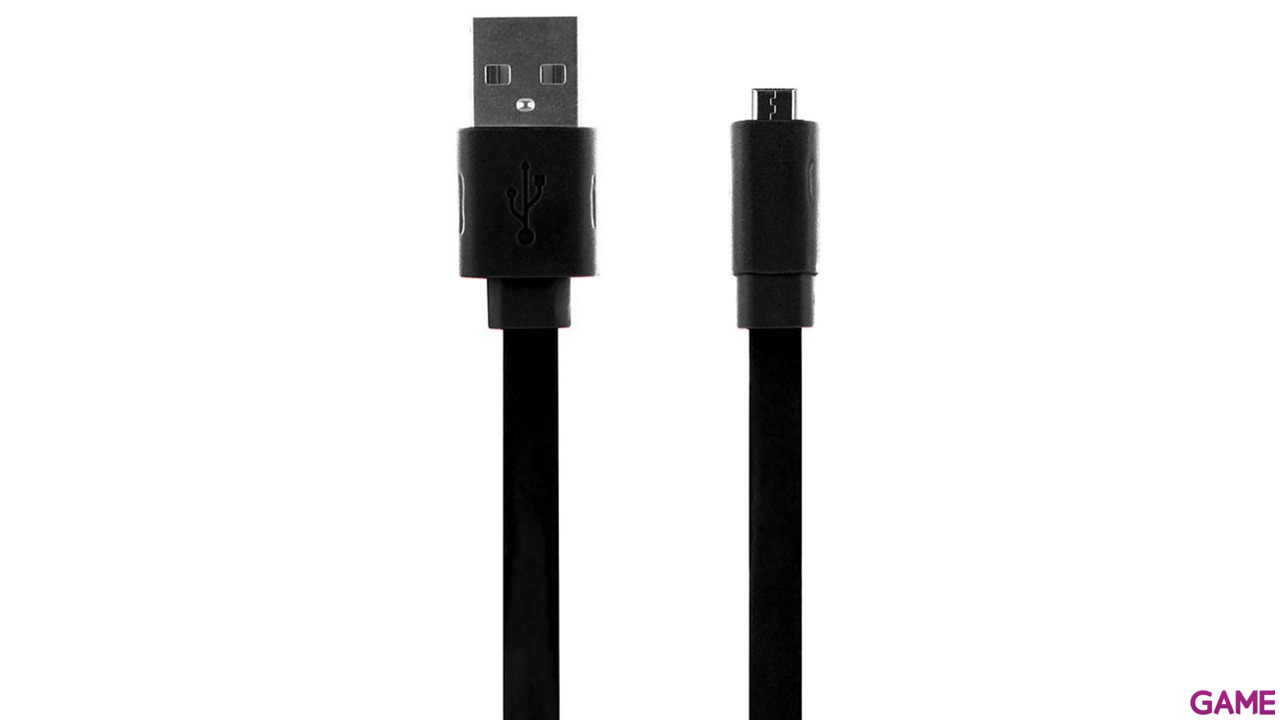 Cable plano de carga + sincro 1m Micro USB negro Big Ben-1