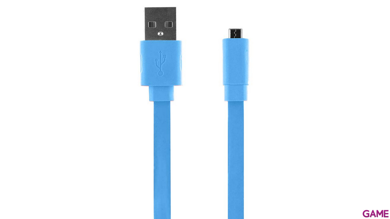 Cable plano de carga + sincro 1m Micro USB azul Big Ben-0