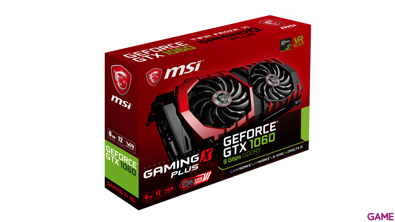 MSI GeForce GTX 1060 Gaming X+ 6GB - Tarjeta Gráfica Gaming-6