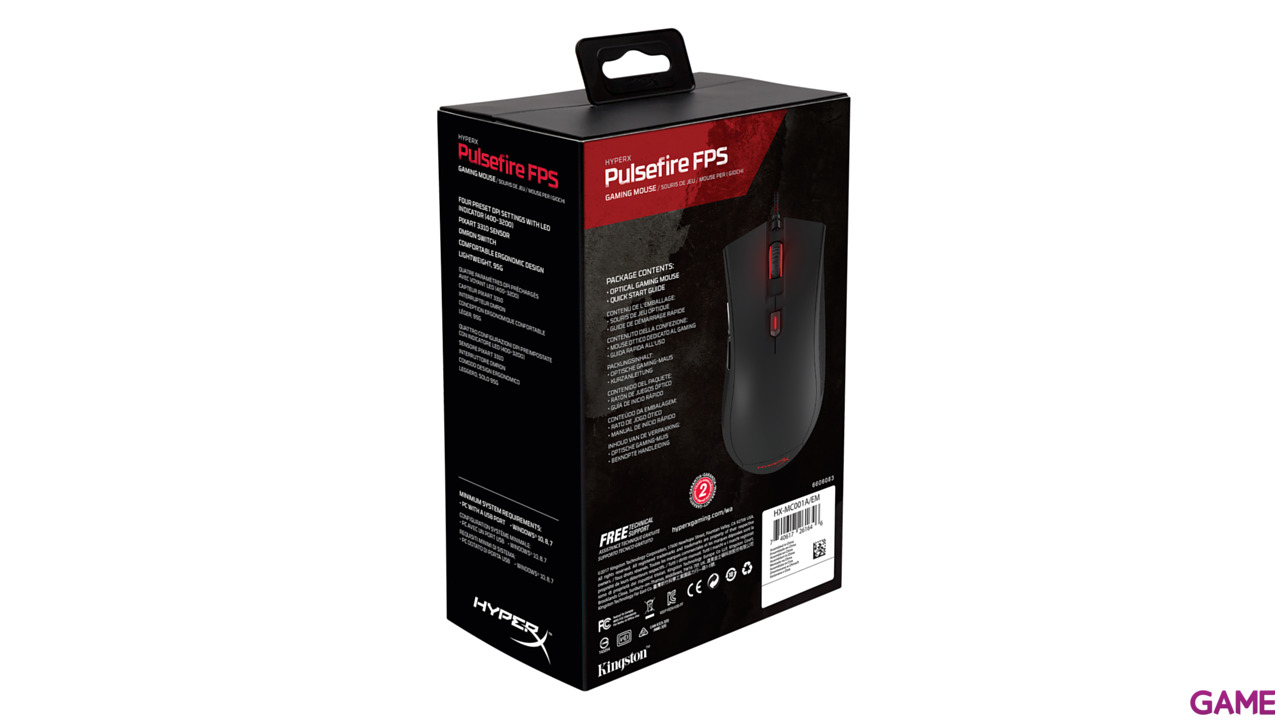 HyperX Pulsefire FPS 3200 DPI LED Rojo - Ratón Gaming-4