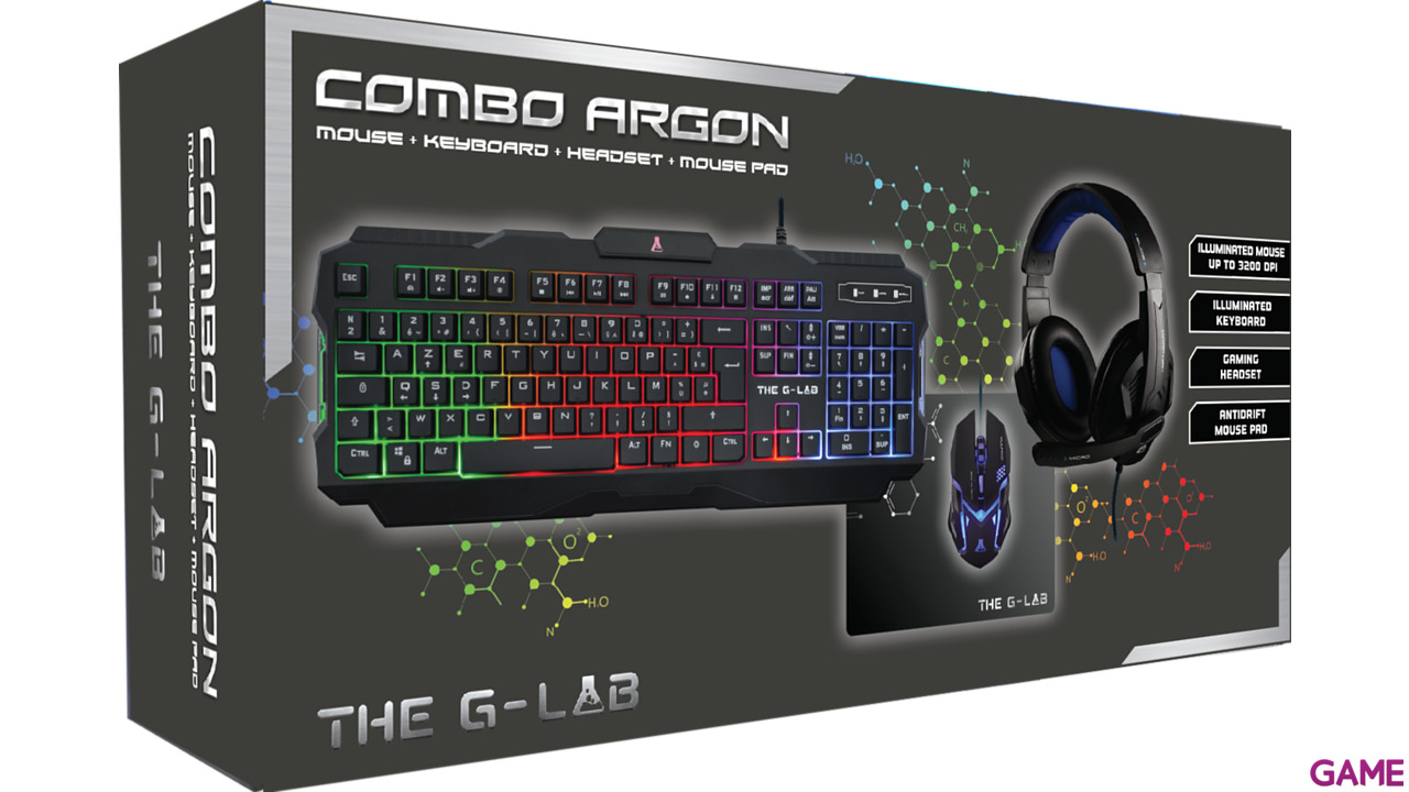The G-Lab Argon Teclado+Ratón+Auriculares+Alfombrilla - Pack Gaming-1