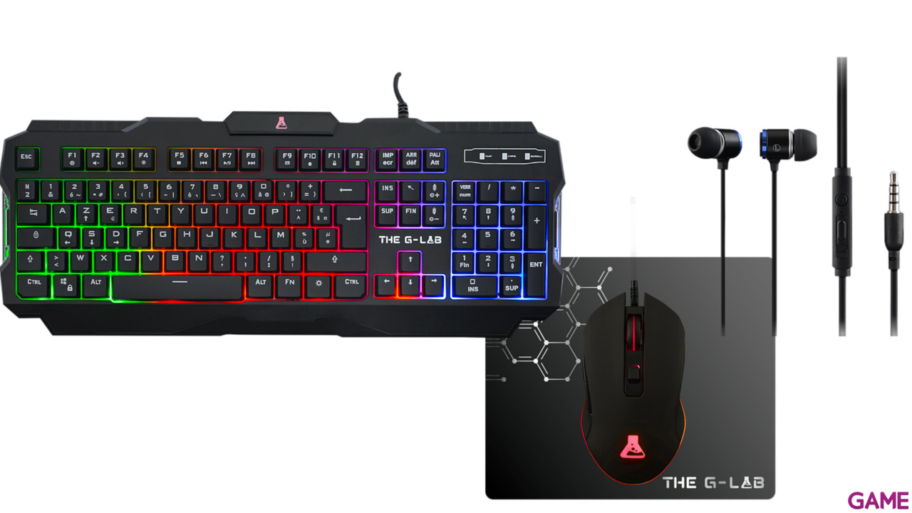 The G-Lab Combo Helium Teclado+Ratón+Alfombrilla+Auriculares LED Multicolor - Pack Gaming-4