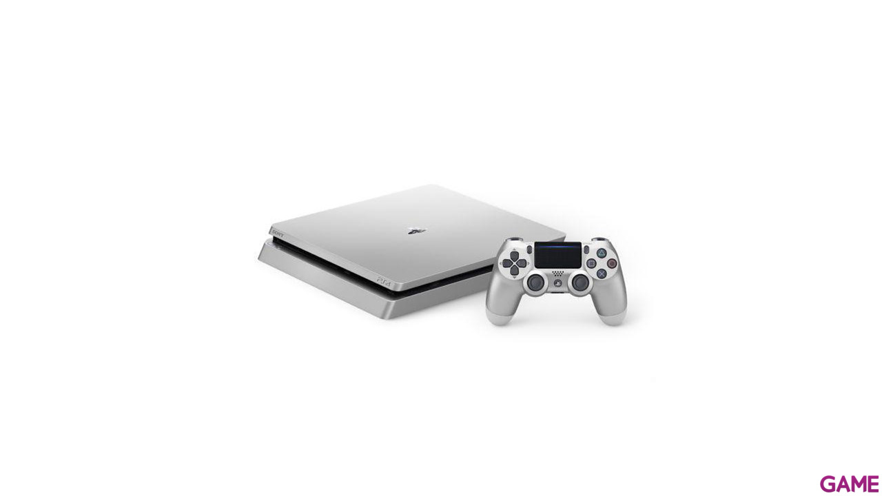 Playstation 4 Slim 500Gb Silver + 2 Dualshock 4 V2-12