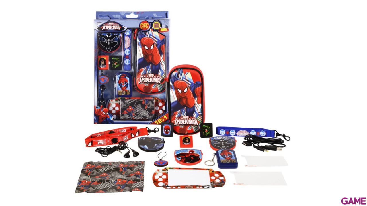Kit Accesorios 16 en 1 Ultimate Spiderman PSP/PSV-1
