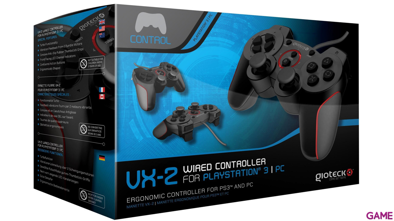 Controller Gioteck VX2 Wired PS3-PC Negro-1