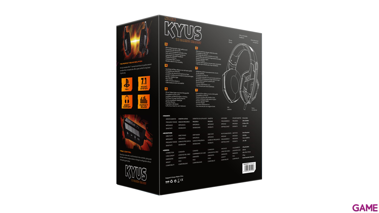 KROM Kyus 7.1 USB Led Naranja PC-PS4-PS5 - Auriculares Gaming-7