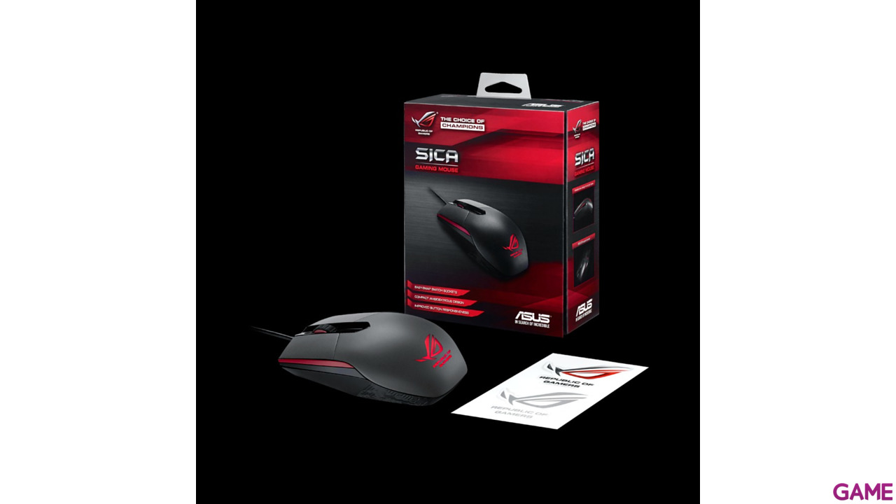 ASUS ROG Sica Black 5000 DPI LED Rojo - Ratón Gaming-3