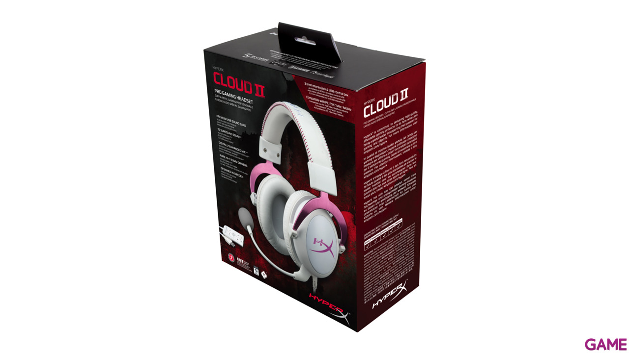 HyperX Cloud II Blanco-Rosa - Auriculares Gaming-9