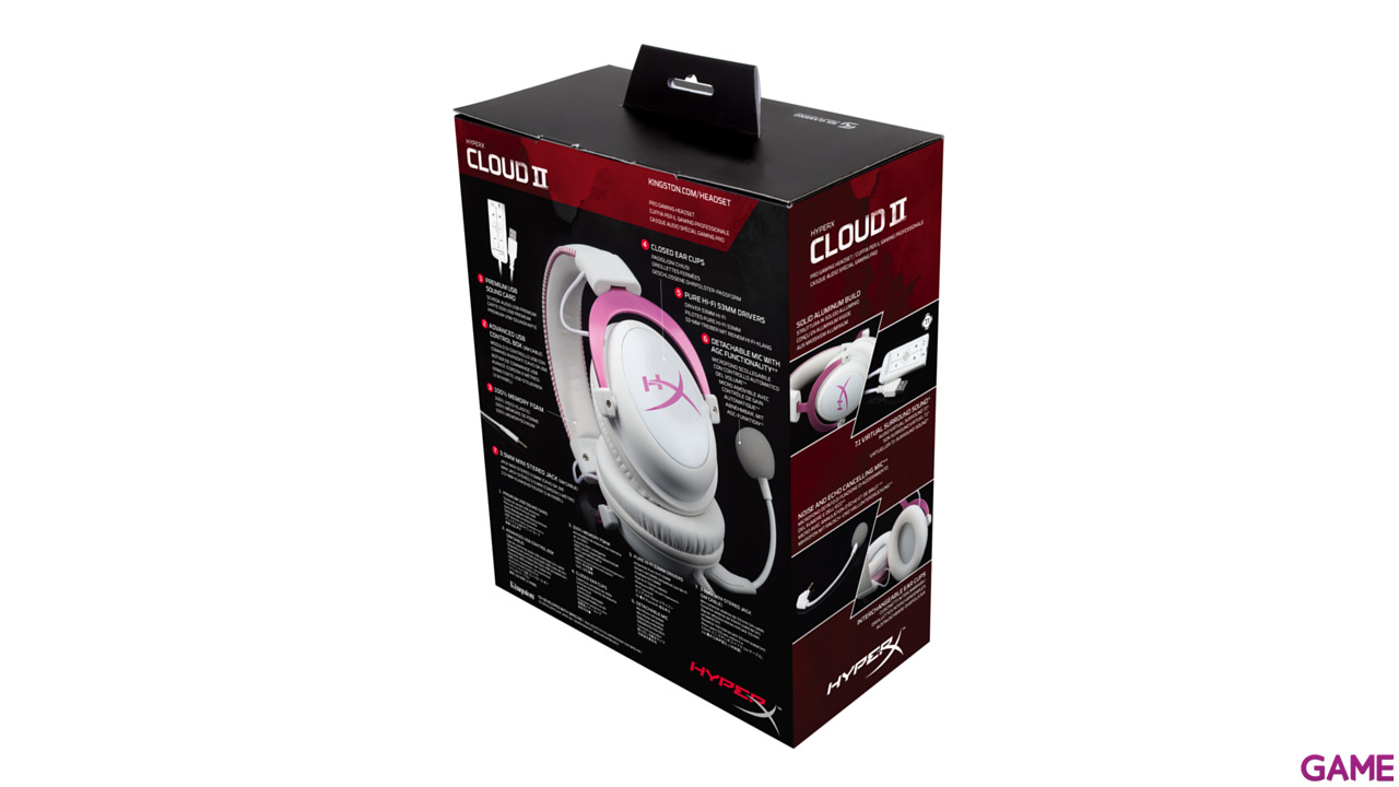 HyperX Cloud II Blanco-Rosa - Auriculares Gaming-10