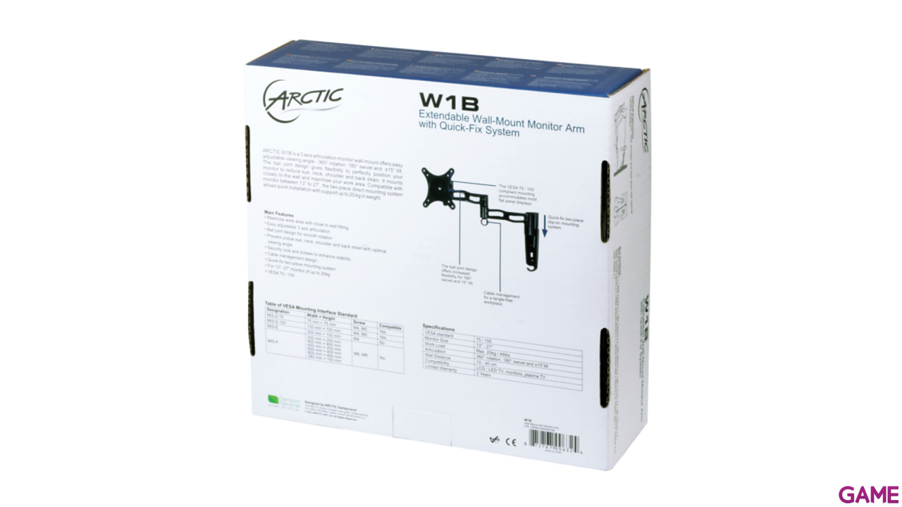 ARCTIC W1B - Brazo monitor 13